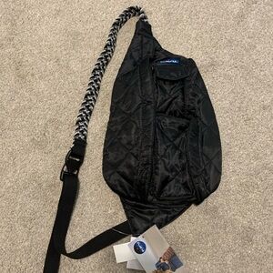 KAVU Mini Rope Puff Sling Black Quilted Crossbody Bag